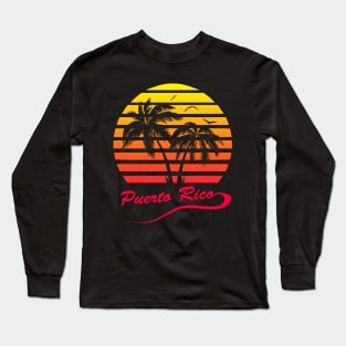Puerto Rico 80s Tropical Sunset Long Sleeve T-Shirt